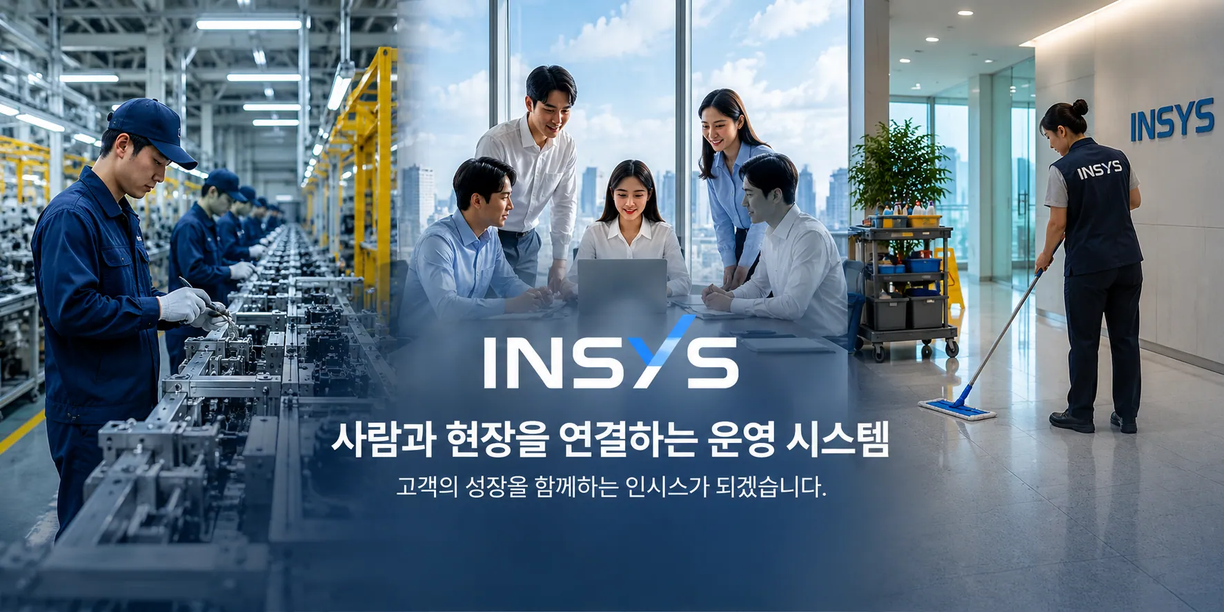 최고의 운영 체계로 가장 신뢰받는\n**현장 운영 전문기업 인시스**